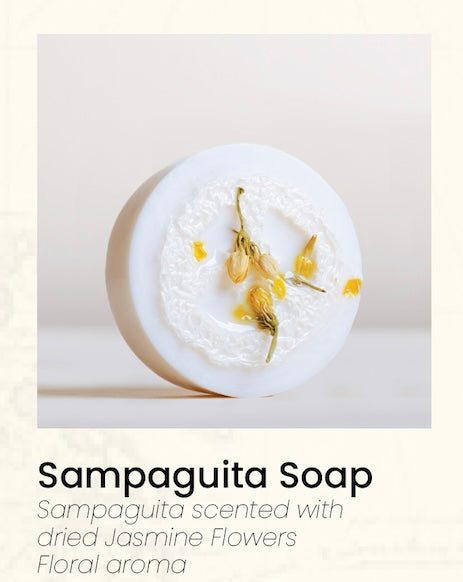 The eco-friendly sampaguita soap smells like dried sampaguita, also called jasmine flowers, the national flower of the Philippines.