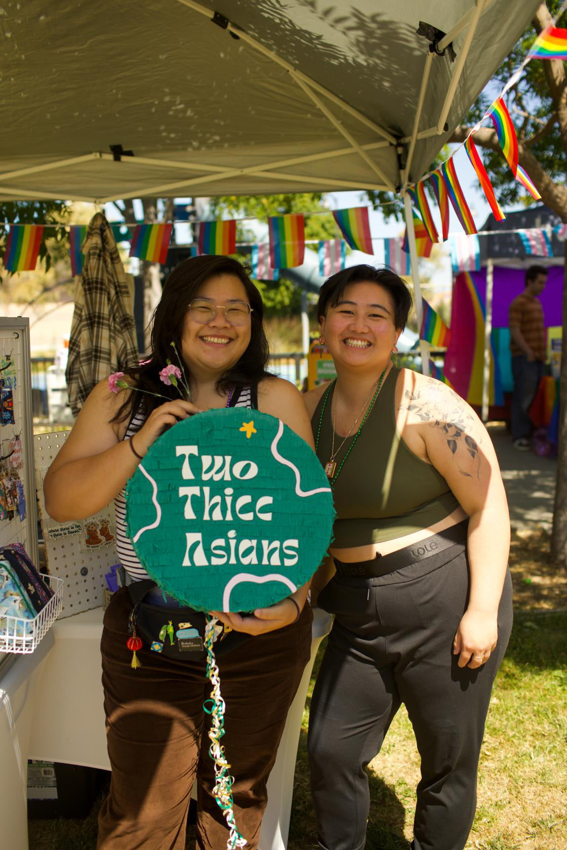 Christine & Karen, the queer Asian American owners of the Two Thicc Asians shop.