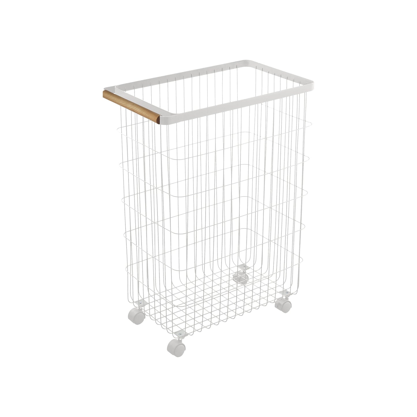Rolling Wire Basket (24" H) - Steel + Wood