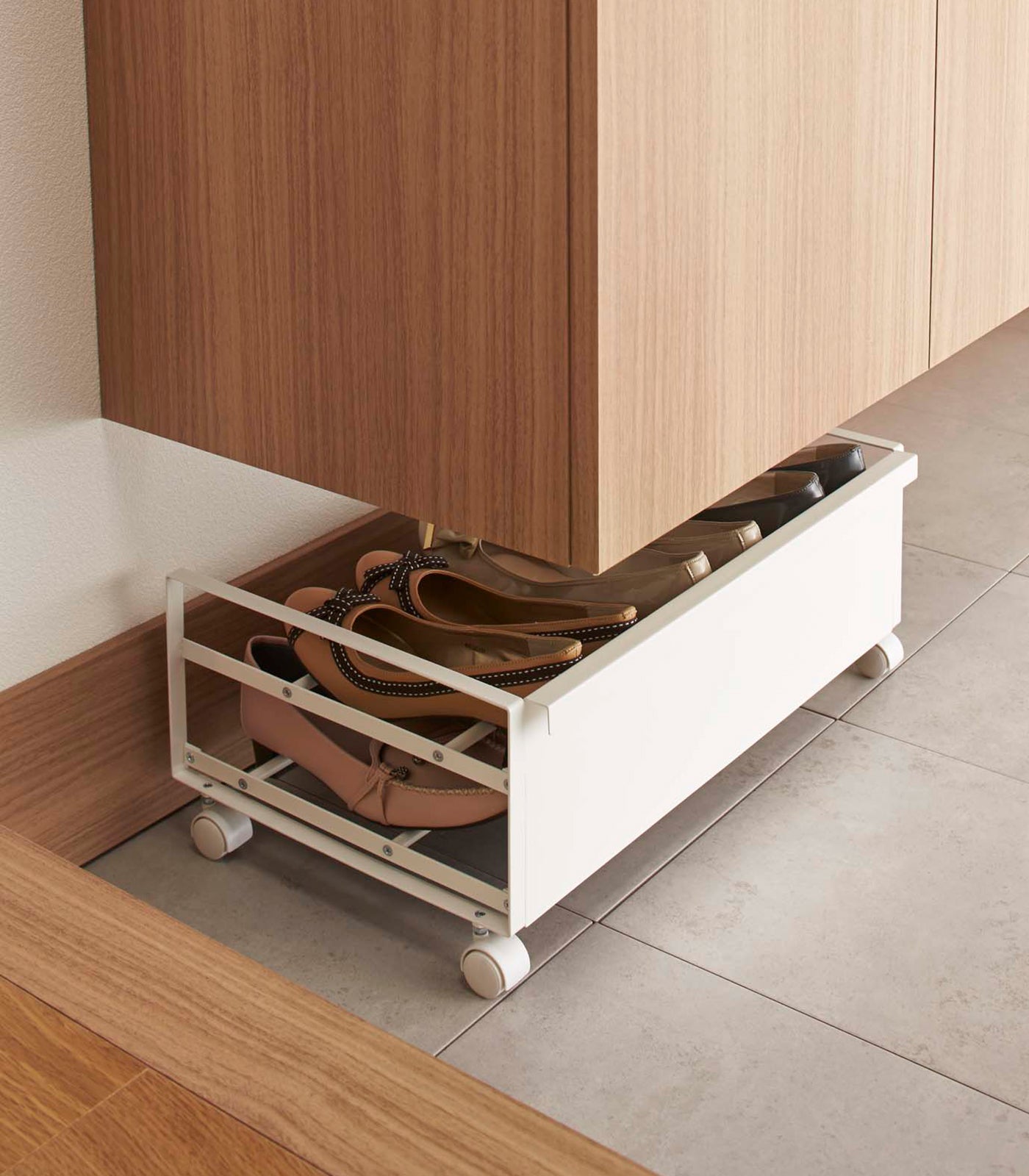 Rolling Shoe Rack (9" H) - Steel