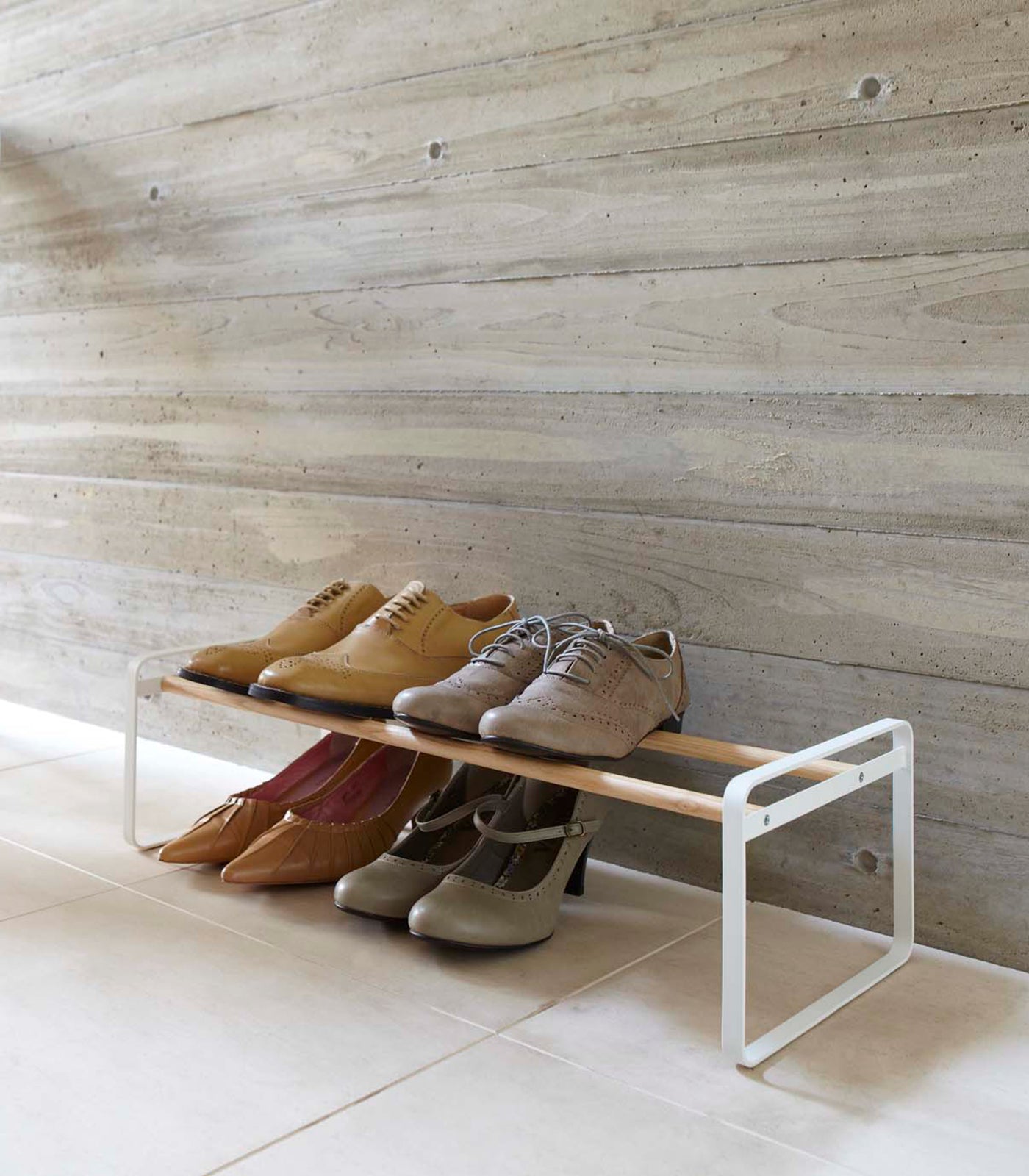Stackable Shoe Rack (7" H)  - Steel + Wood