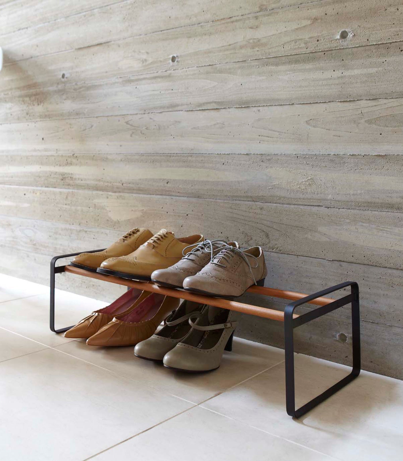 Stackable Shoe Rack (7" H)  - Steel + Wood