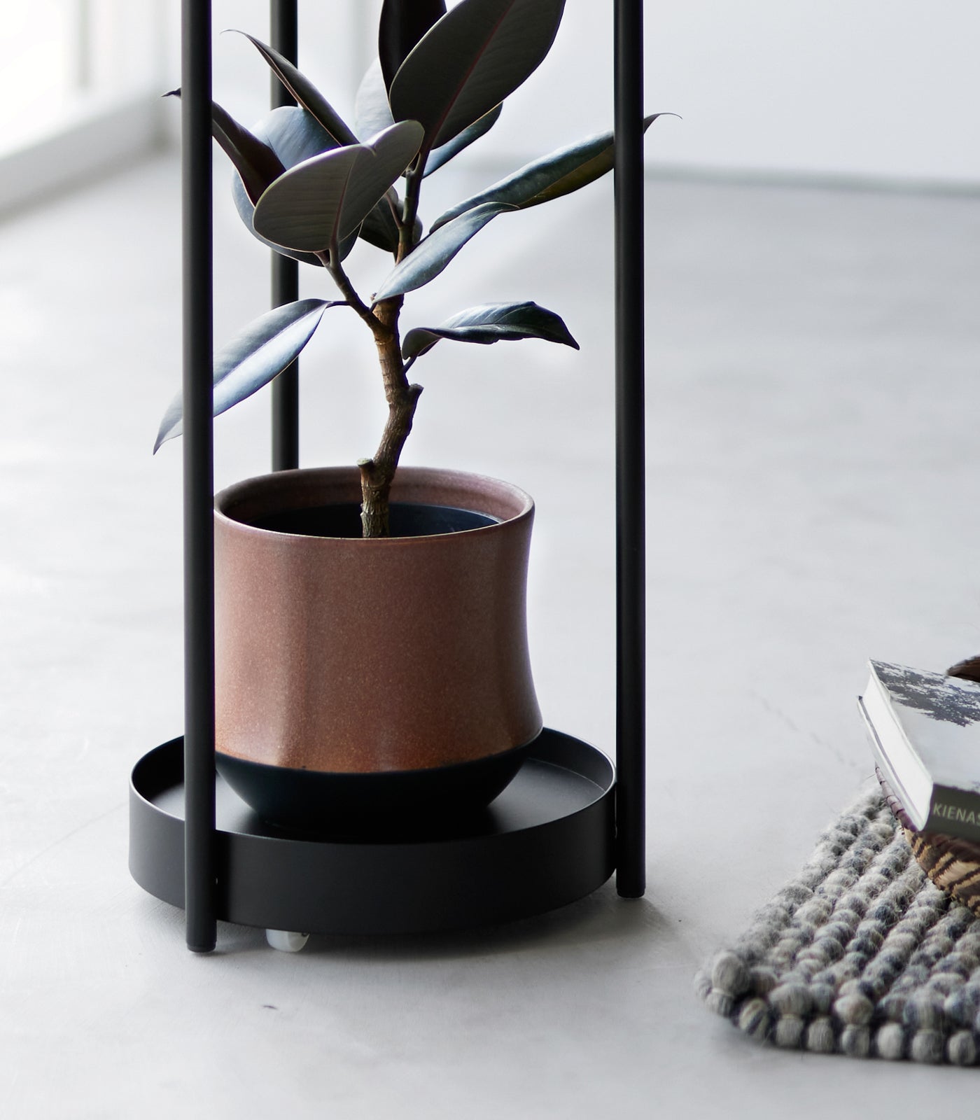 rolling plant rack Two-Tier Rolling Plant Stand (28" H) - Steel