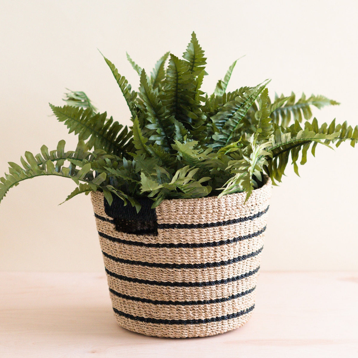 Black + Natural Striped Tapered Basket - Modern Baskets | LIKHÂ