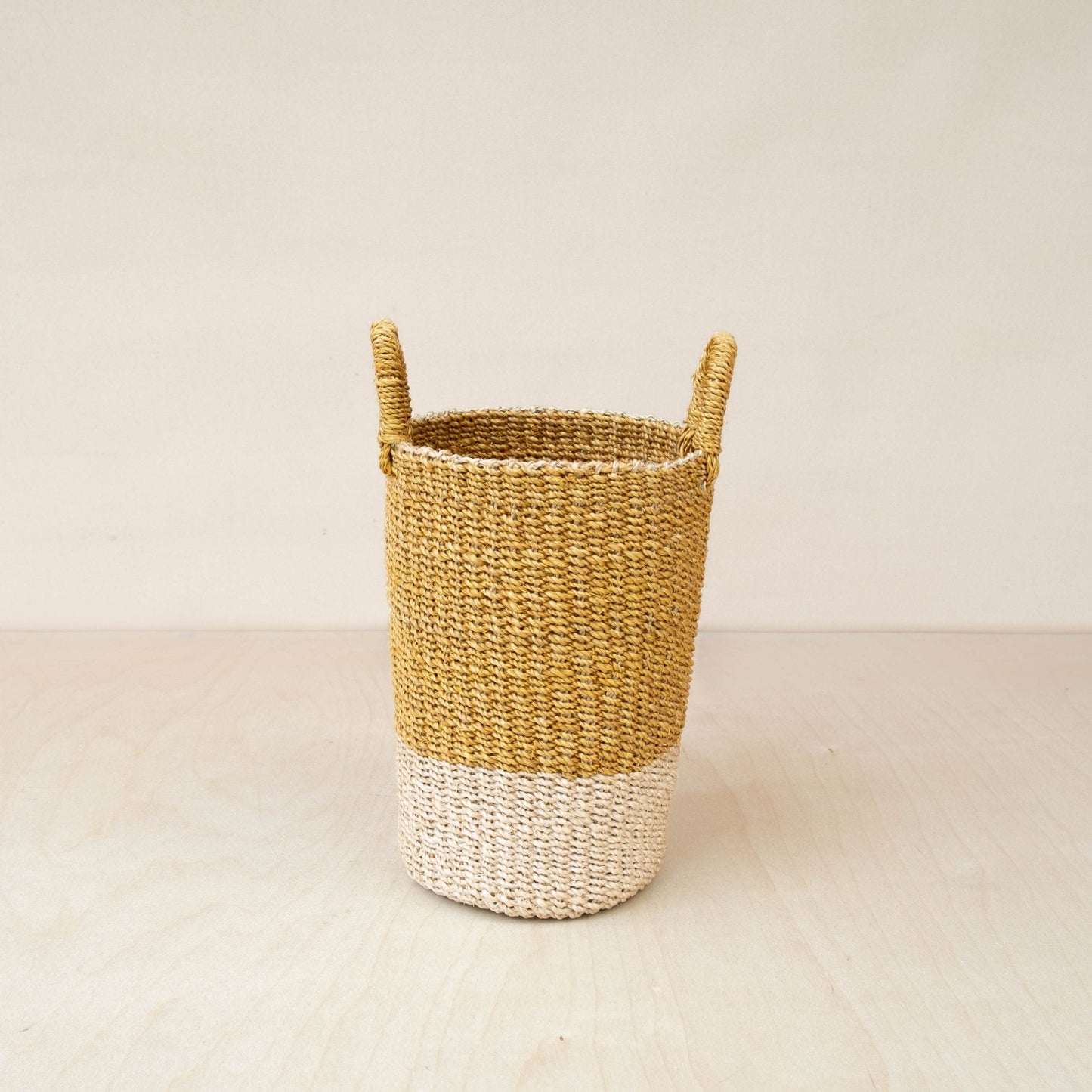 Mustard Tall Woven Basket Vase - Wicker Basket | LIKHÂ