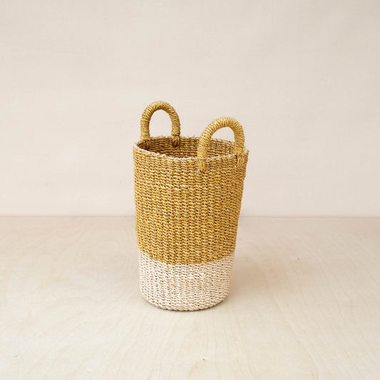 Mustard Tall Woven Basket Vase - Wicker Basket | LIKHÂ