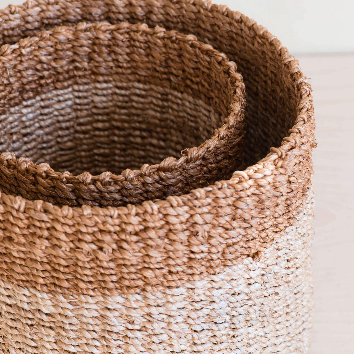Natural + Brown Tabletop Bins Set of 2 - Wicker Baskets | LIKHÂ