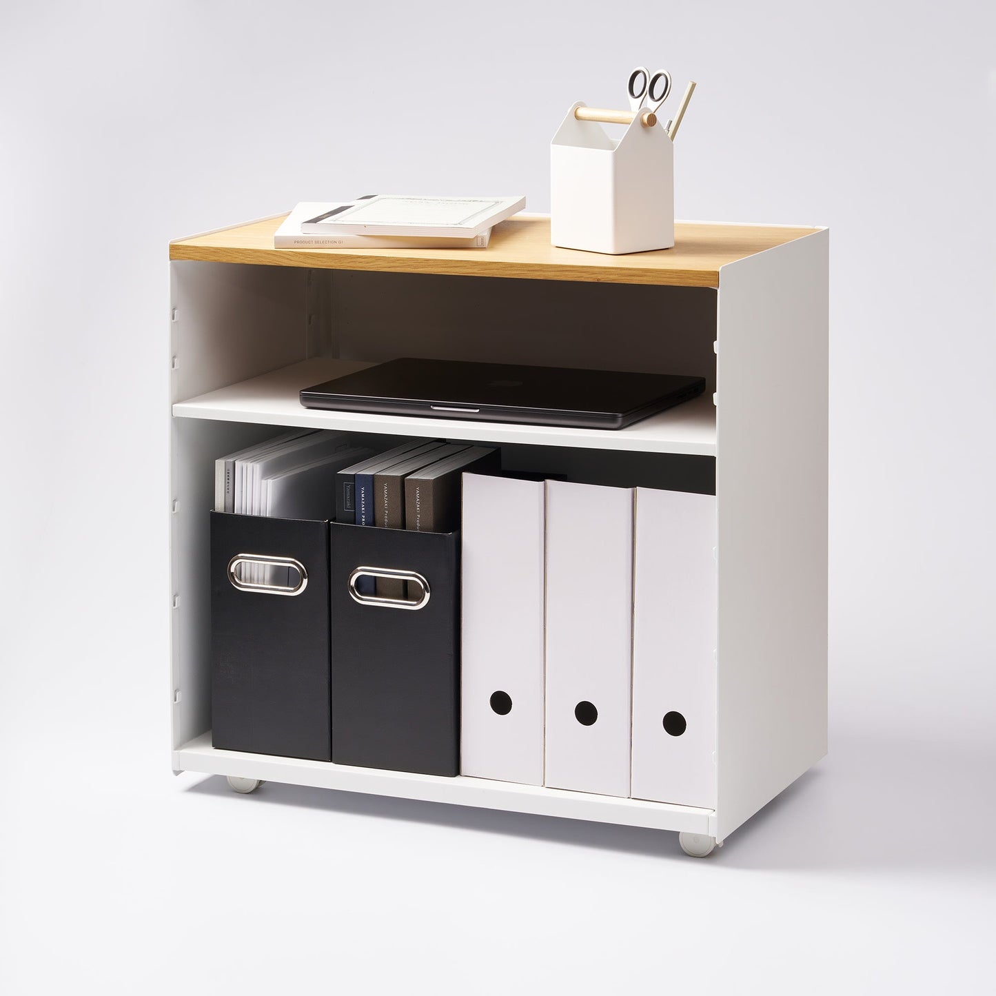 Mobile Hideaway Storage Cart (23" H) - Steel + Wood