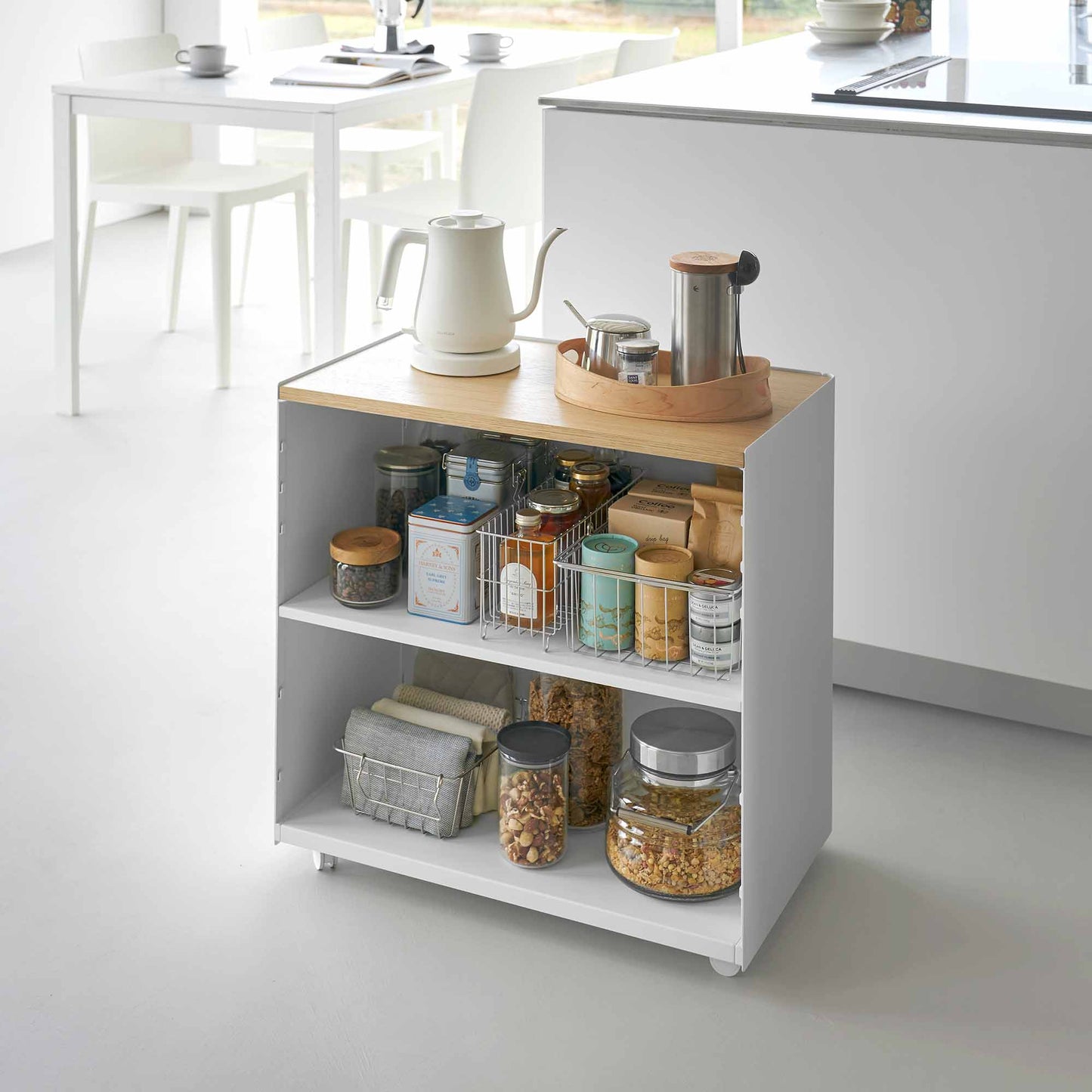 Mobile Hideaway Storage Cart (23" H) - Steel + Wood