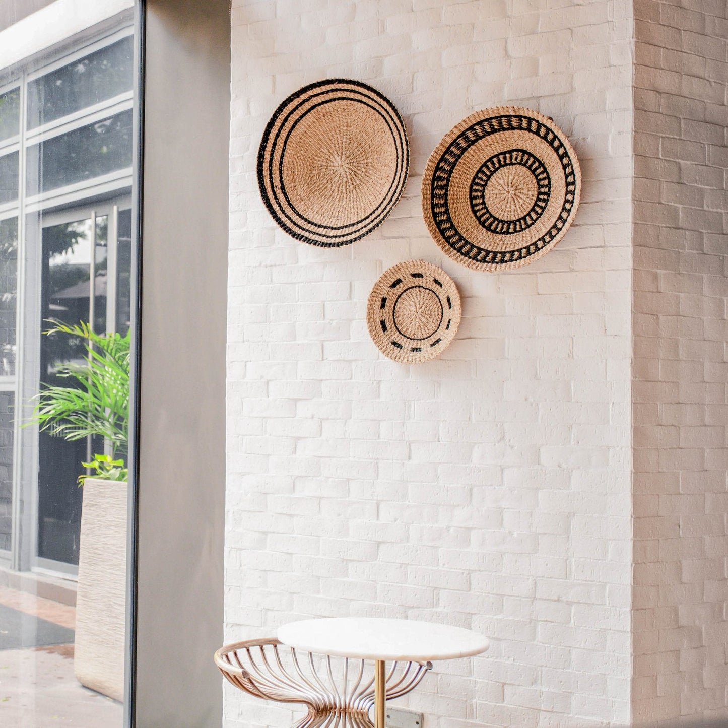 Natural + Black Wall Baskets, Large - Woven Wall Baskets | LIKHÂ