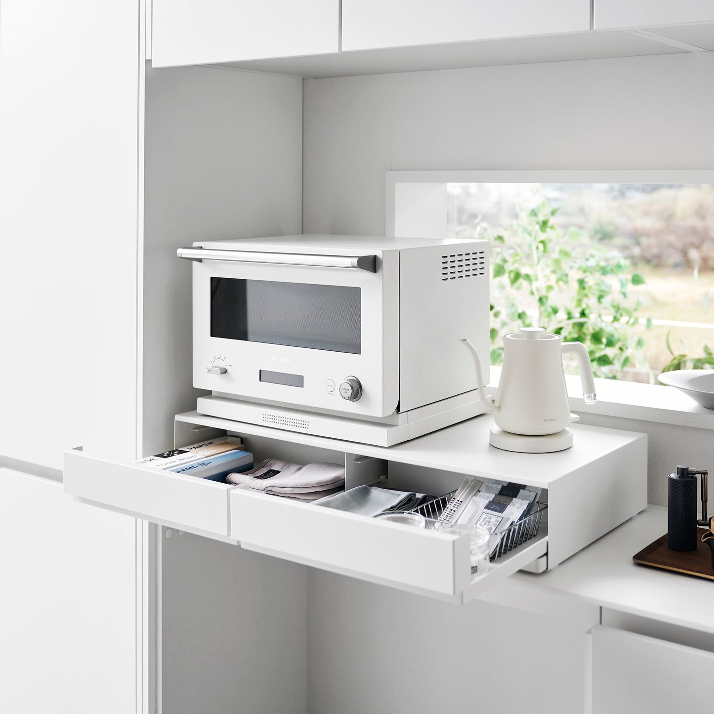 Countertop Drawer with Pull-Out Shelf - Wide - Steel